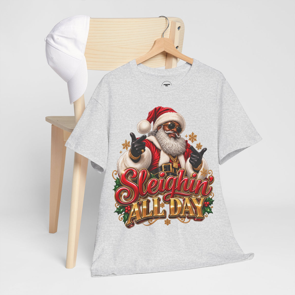 Sleighin’ All Day Santa Christmas T-Shirt | Funny Holiday Graphic Tee