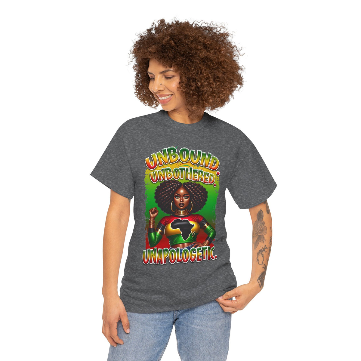 Unbound, Unbothered, Unapologetic Tee — Afrocentric Empowerment Graphic T-Shirt