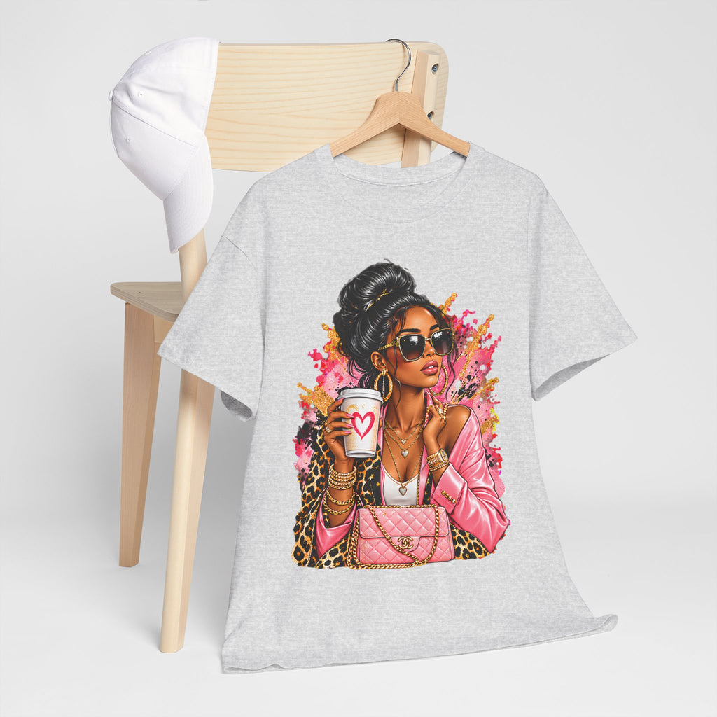 Coffee & Chic Tee Stylish Woman Graphic T-Shirt product mockup