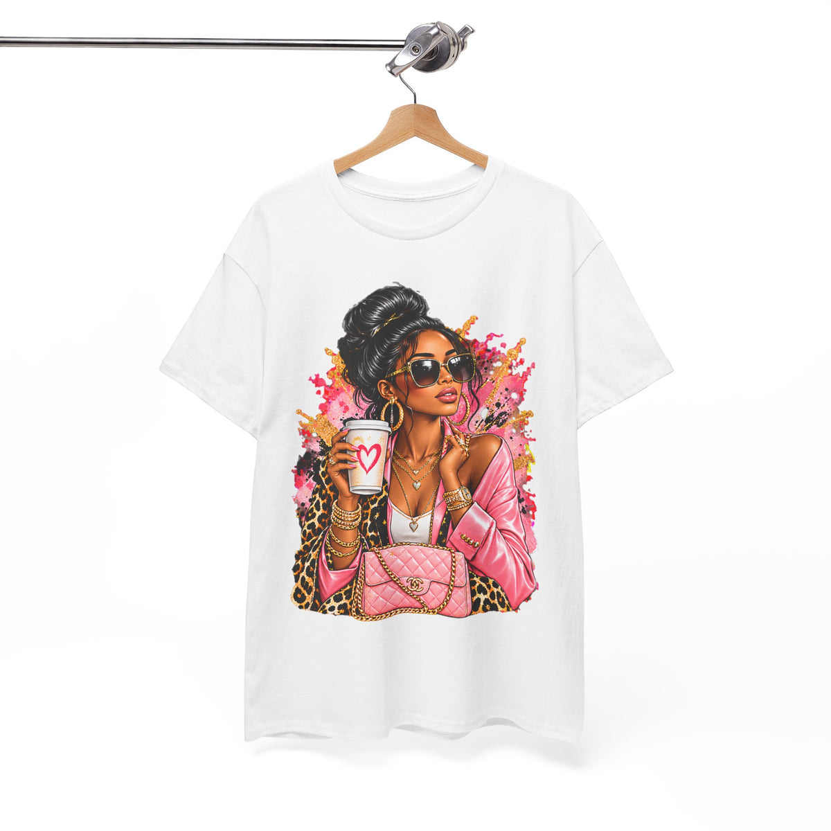 Coffee & Chic Tee Stylish Woman Graphic T-Shirt product mockup
