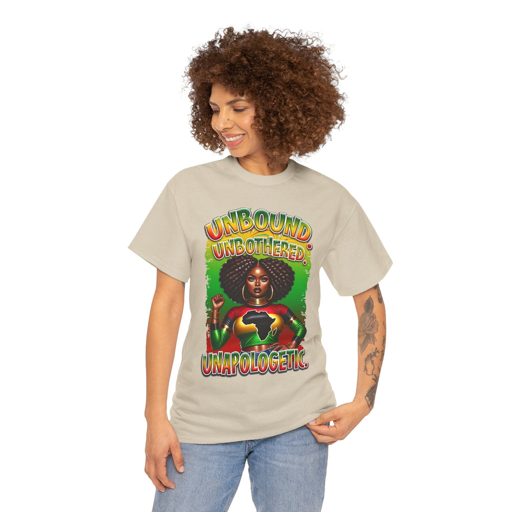 Unbound, Unbothered, Unapologetic Tee — Afrocentric Empowerment Graphic T-Shirt