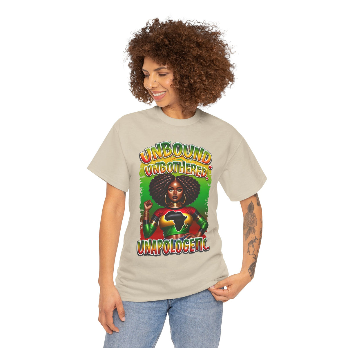 Unbound, Unbothered, Unapologetic Tee — Afrocentric Empowerment Graphic T-Shirt