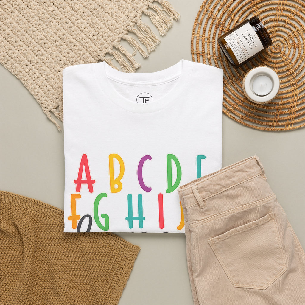 Alphabet Elemeno Kids Tee — Colorful ABCs Shirt for Teachers & Toddlers