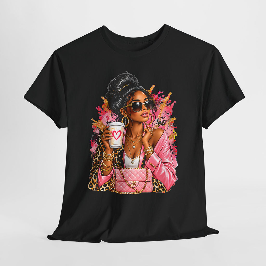 Coffee & Chic Tee Stylish Woman Graphic T-Shirt product mockup