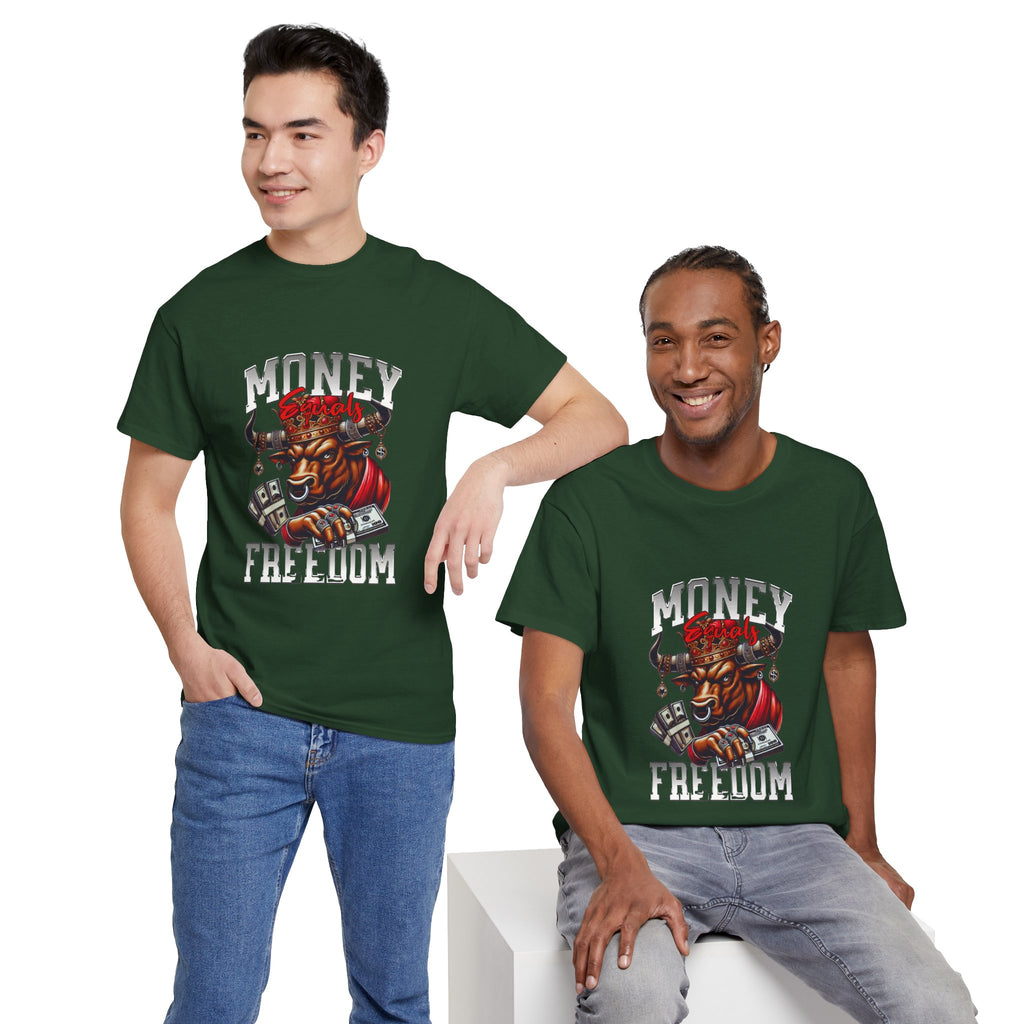 Money Over Freedom Graphic Tee — Bull with Cash Design