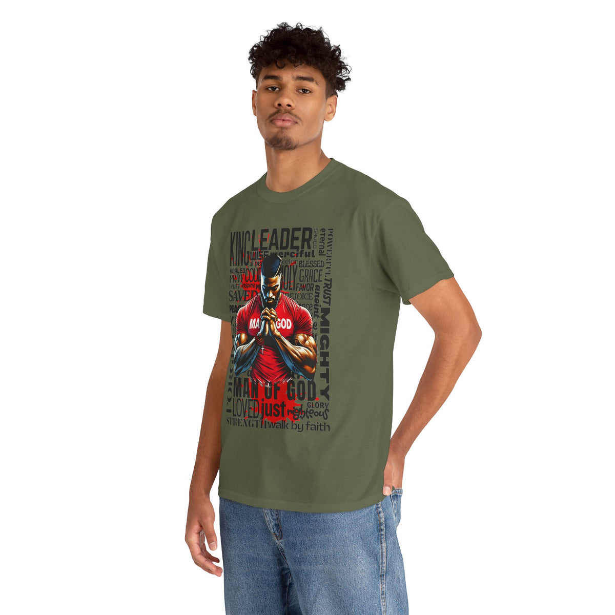 Faith-Inspired Graphic Tee — "Man of God" Prayer Design