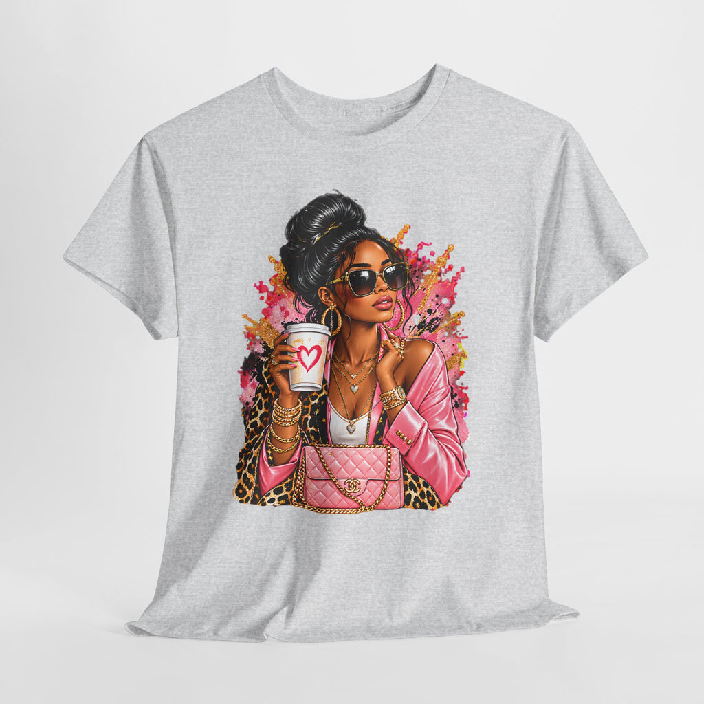 Coffee & Chic Tee Stylish Woman Graphic T-Shirt product mockup