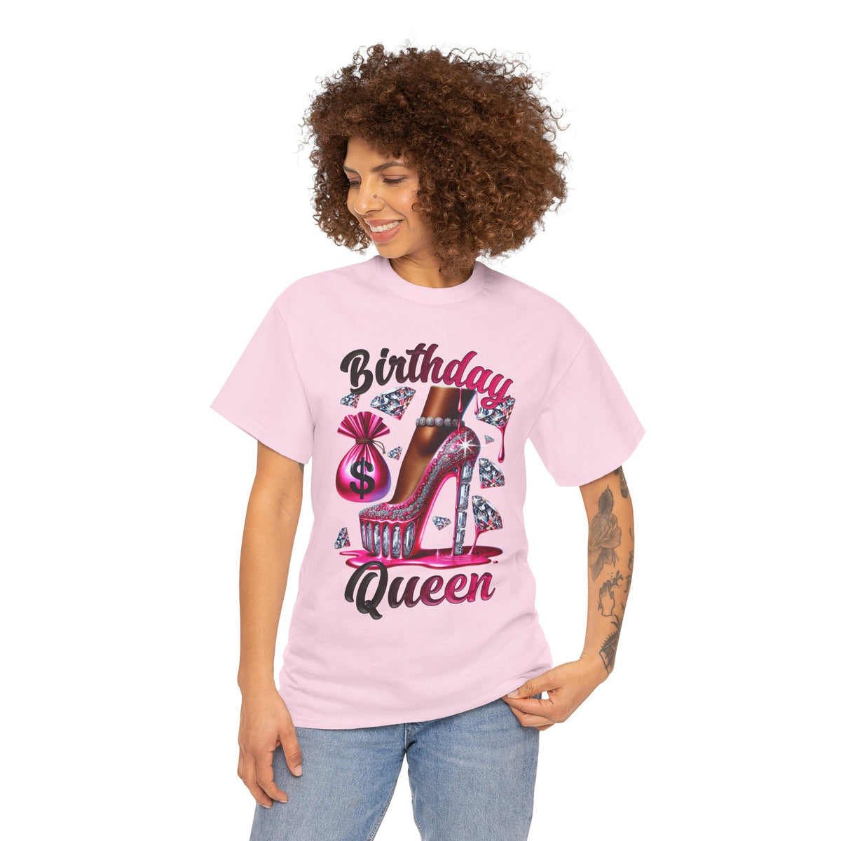 Birthday Queen T-Shirt — Pink High Heel Party Tee