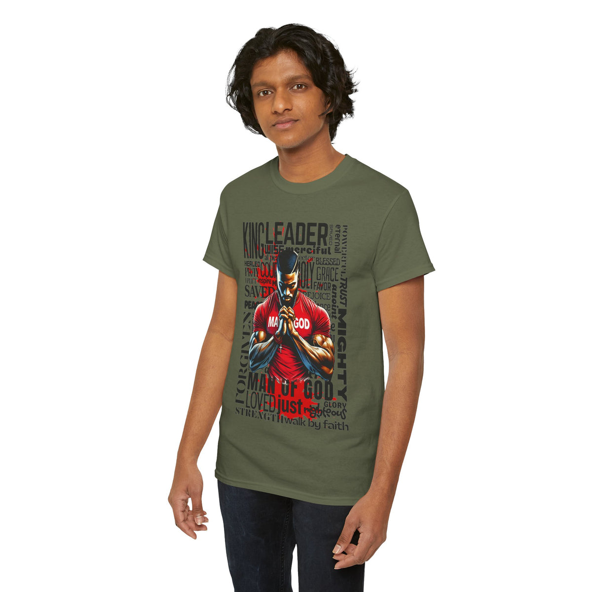 Faith-Inspired Graphic Tee — "Man of God" Prayer Design