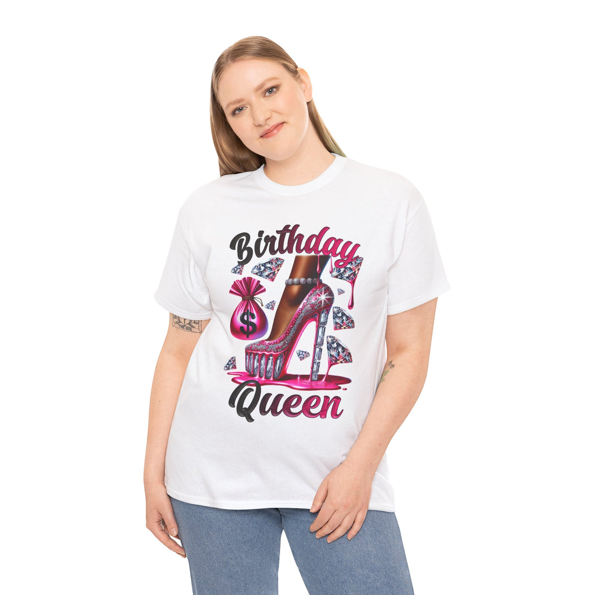 Birthday Queen T-Shirt — Pink High Heel Party Tee