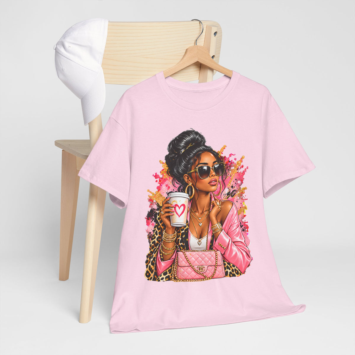 Coffee & Chic Tee Stylish Woman Graphic T-Shirt product mockup