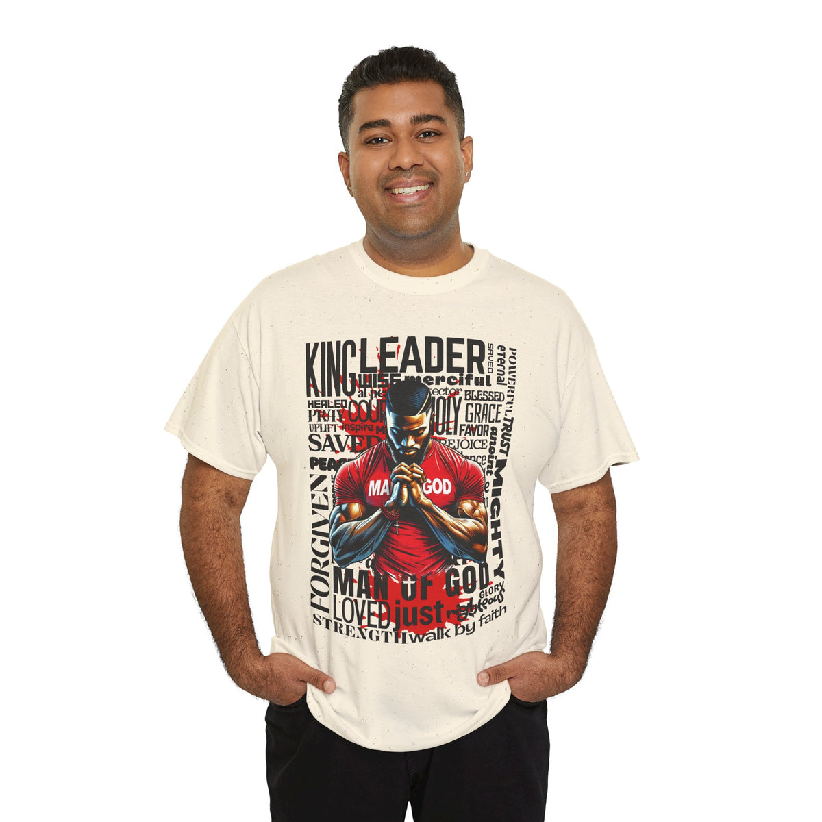 Faith-Inspired Graphic Tee — "Man of God" Prayer Design
