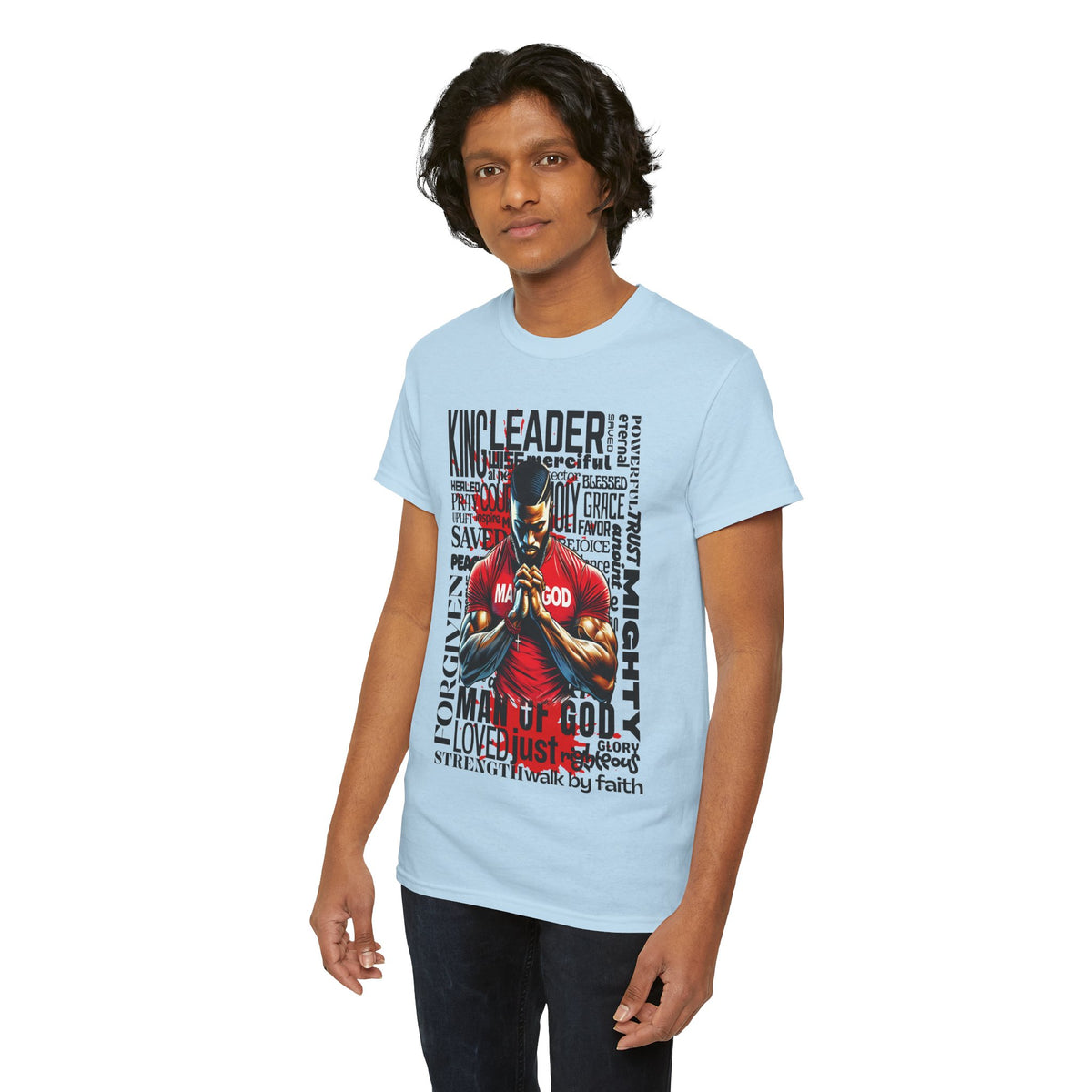 Faith-Inspired Graphic Tee — "Man of God" Prayer Design