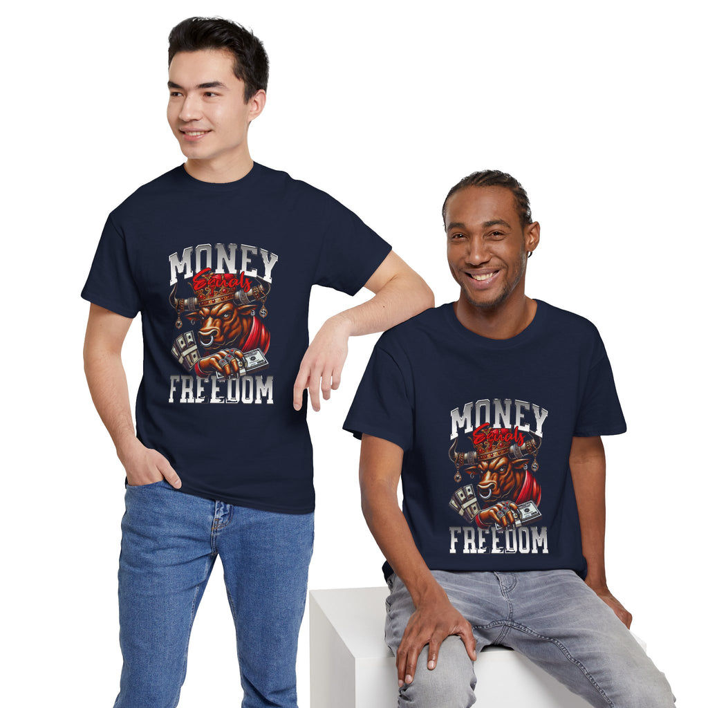 Money Over Freedom Graphic Tee — Bull with Cash Design