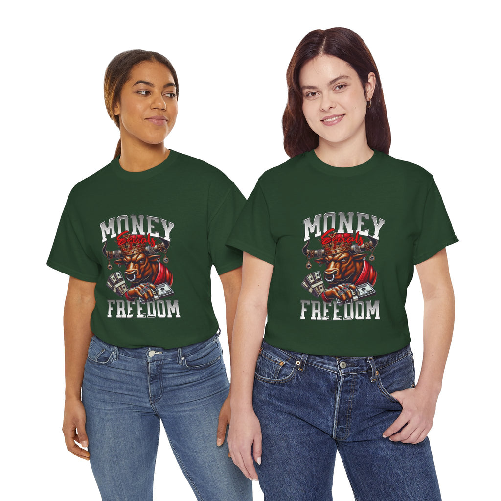 Money Over Freedom Graphic Tee — Bull with Cash Design