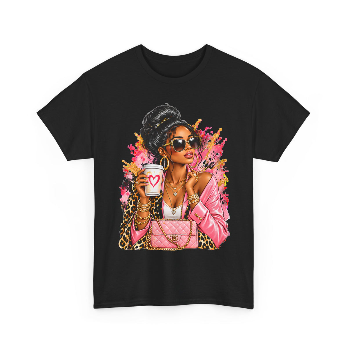 Coffee & Chic Tee Stylish Woman Graphic T-Shirt product mockup