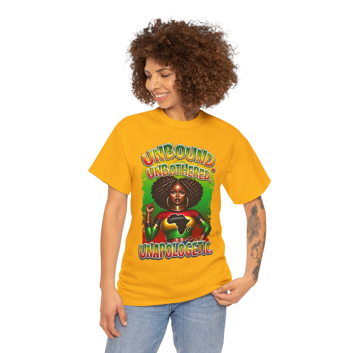 Unbound, Unbothered, Unapologetic Tee — Afrocentric Empowerment Graphic T-Shirt