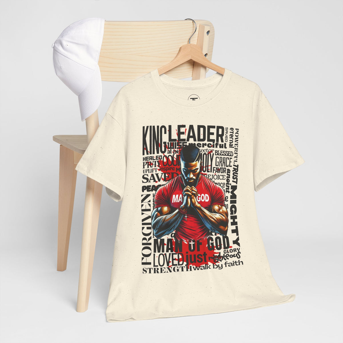 Man of God prayer-themed graphic T-shirt — product view 4