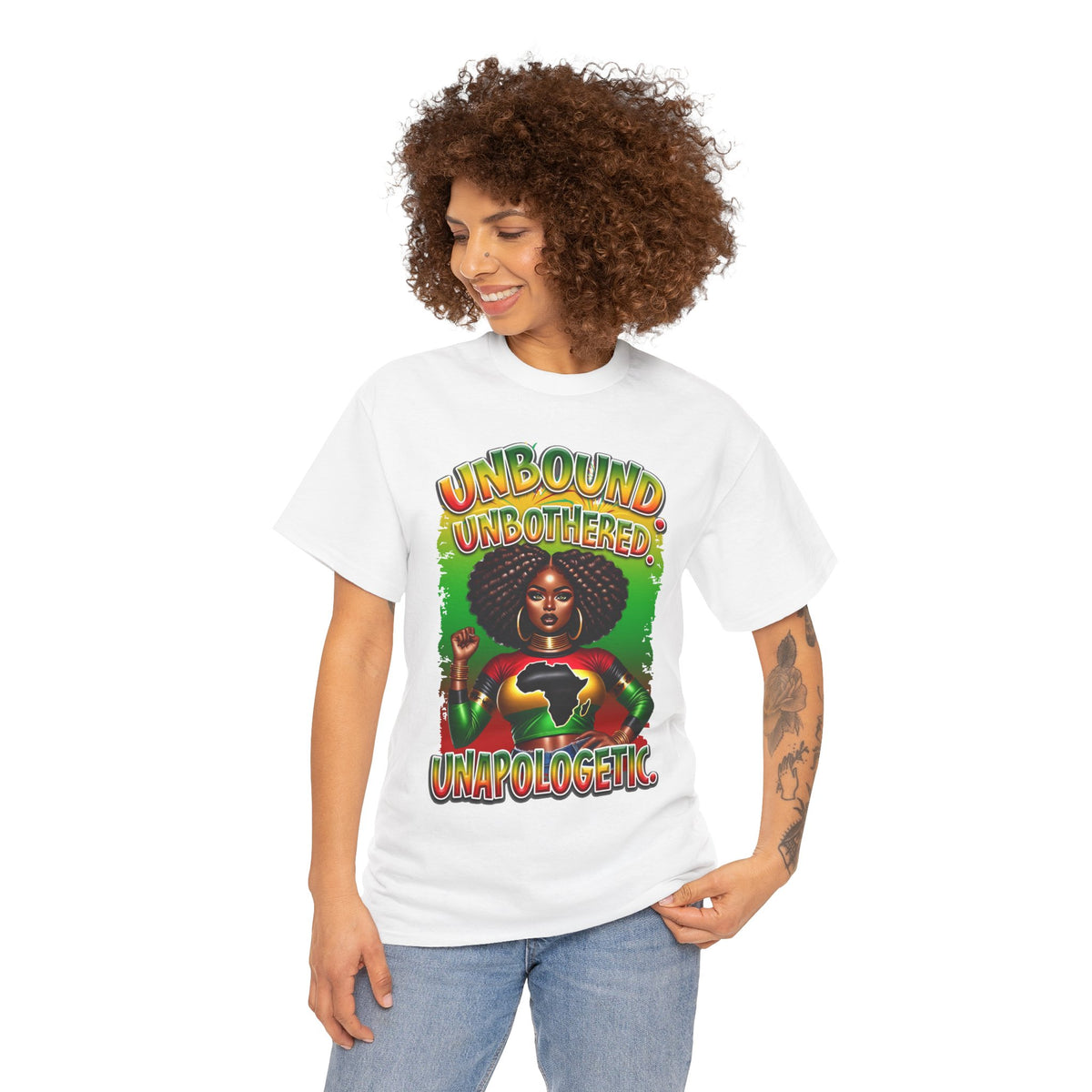 Unbound, Unbothered, Unapologetic Tee — Afrocentric Empowerment Graphic T-Shirt