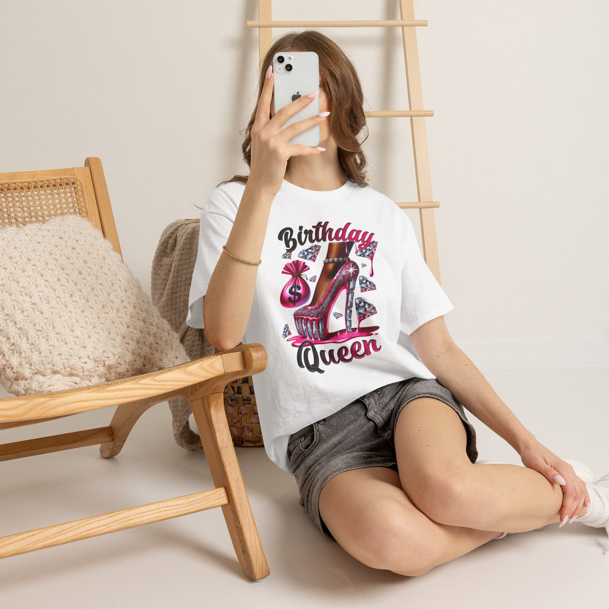 Birthday Queen T-Shirt — Pink High Heel Party Tee