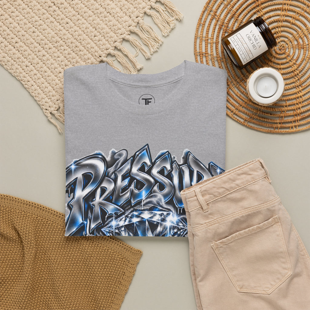 Pressure Made Me T-Shirt | Graffiti Script Blue Lightning Streetwear