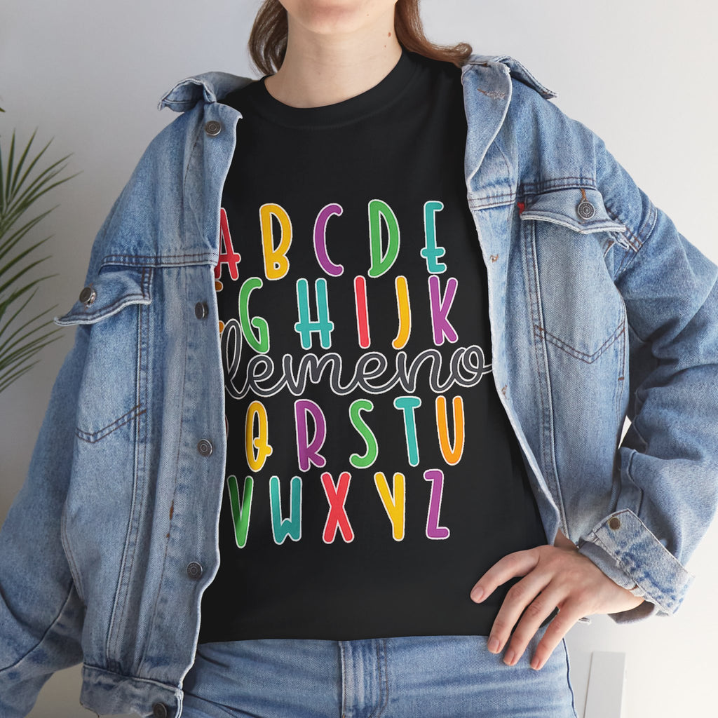 Alphabet Elemeno Kids Tee — Colorful ABCs Shirt for Teachers & Toddlers