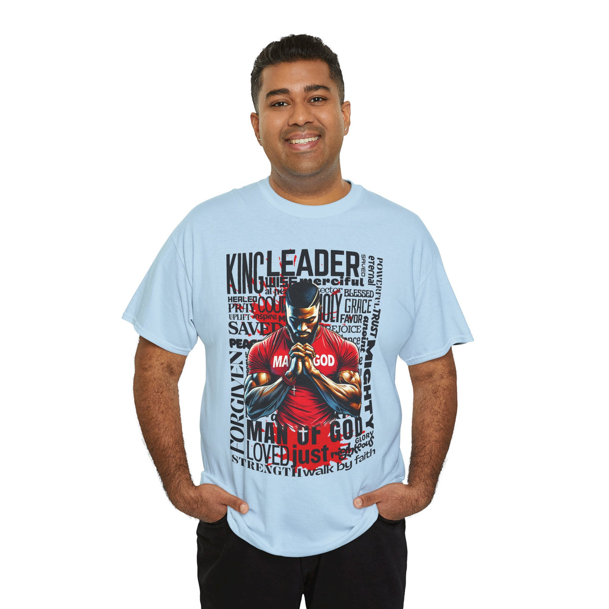 Faith-Inspired Graphic Tee — "Man of God" Prayer Design