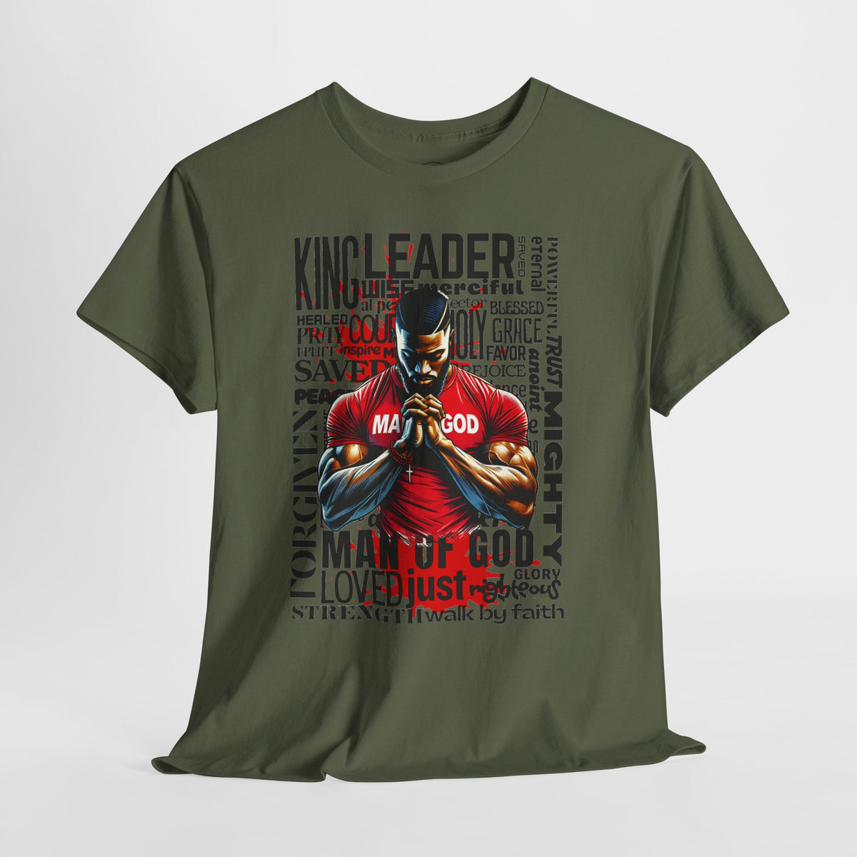 Faith-Inspired Graphic Tee — "Man of God" Prayer Design