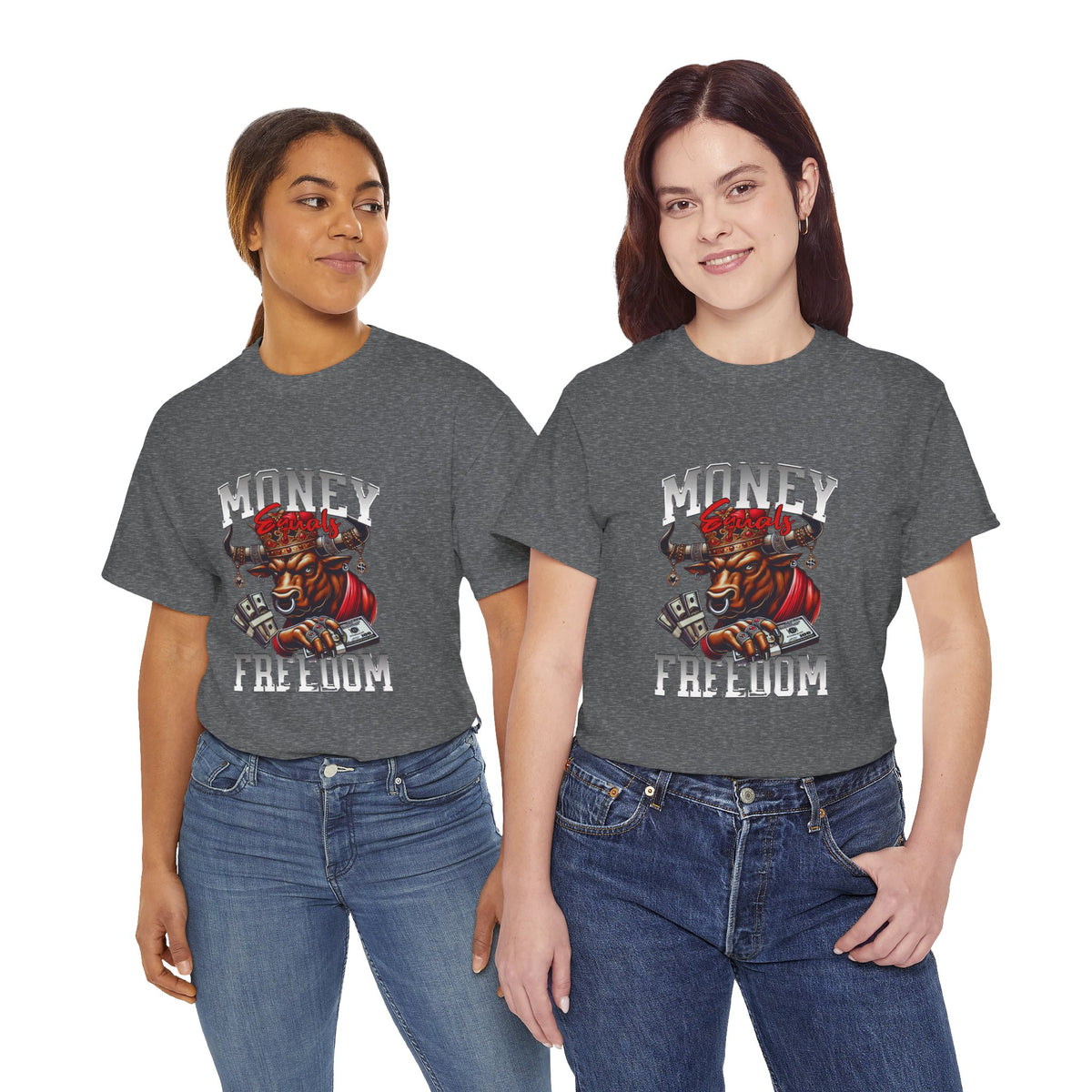 Money Over Freedom Graphic Tee — Bull with Cash Design