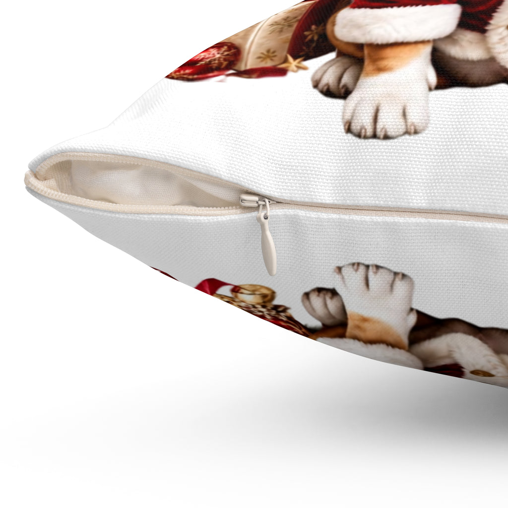 Christmas bulldog decorative throw pillow with Paws-tively Merry Christmas design