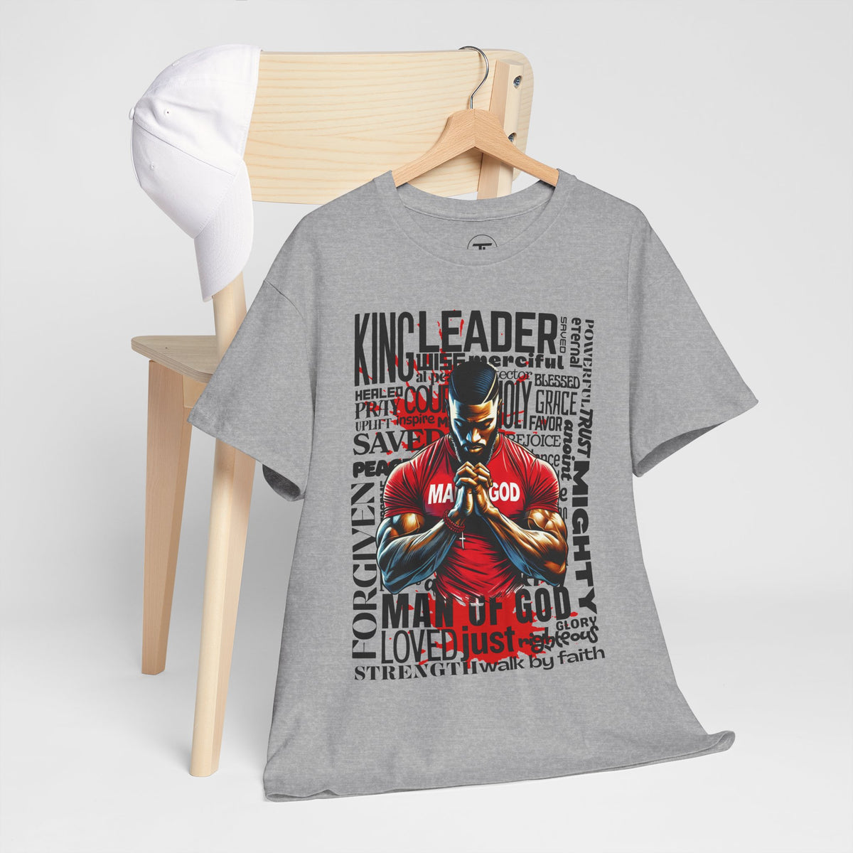 Man of God prayer-themed graphic T-shirt — alternate product mockup