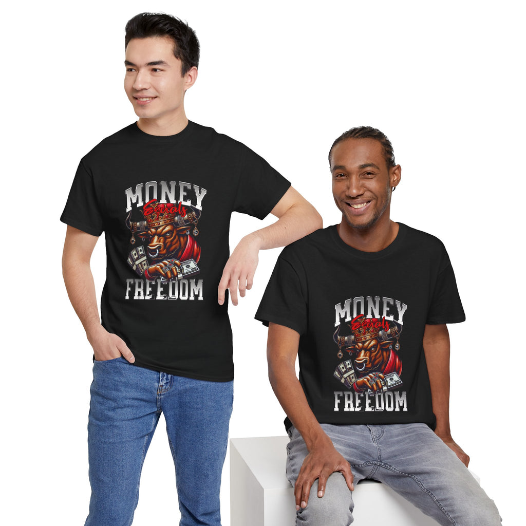 Money Over Freedom Graphic Tee — Bull with Cash Design
