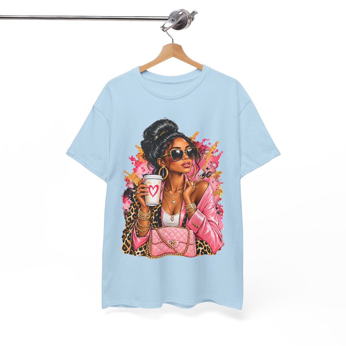 Coffee & Chic Tee Stylish Woman Graphic T-Shirt product mockup