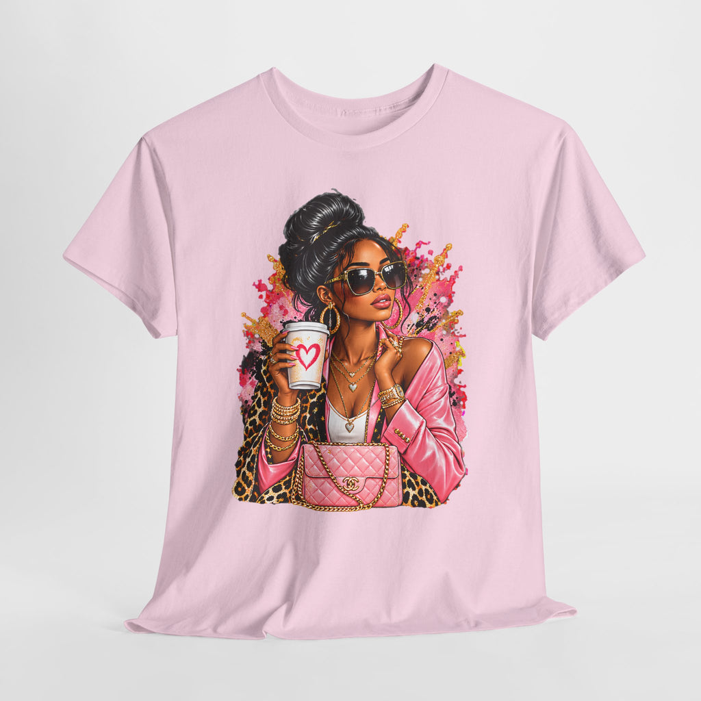 Coffee & Chic Tee Stylish Woman Graphic T-Shirt product mockup