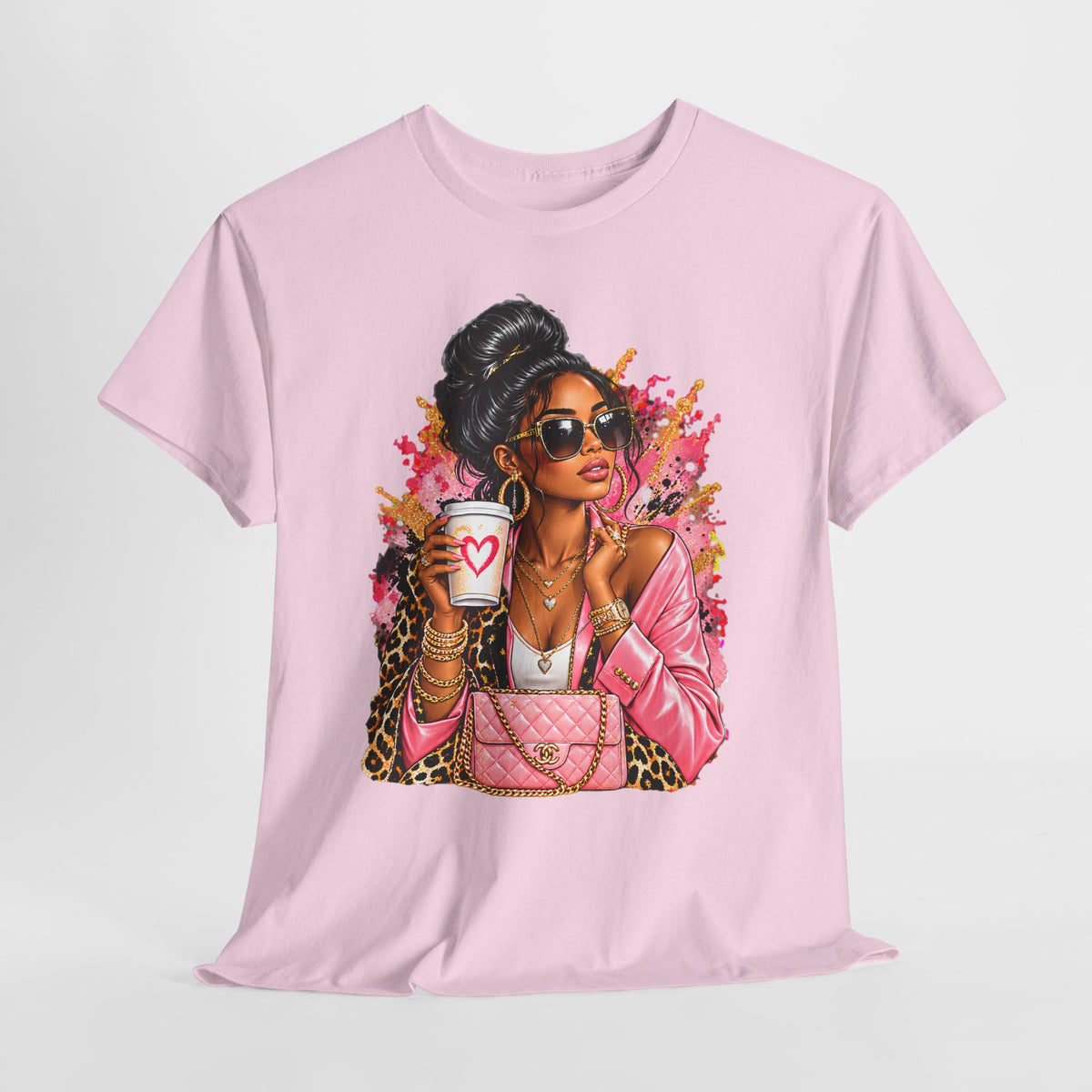 Coffee & Chic Tee Stylish Woman Graphic T-Shirt product mockup