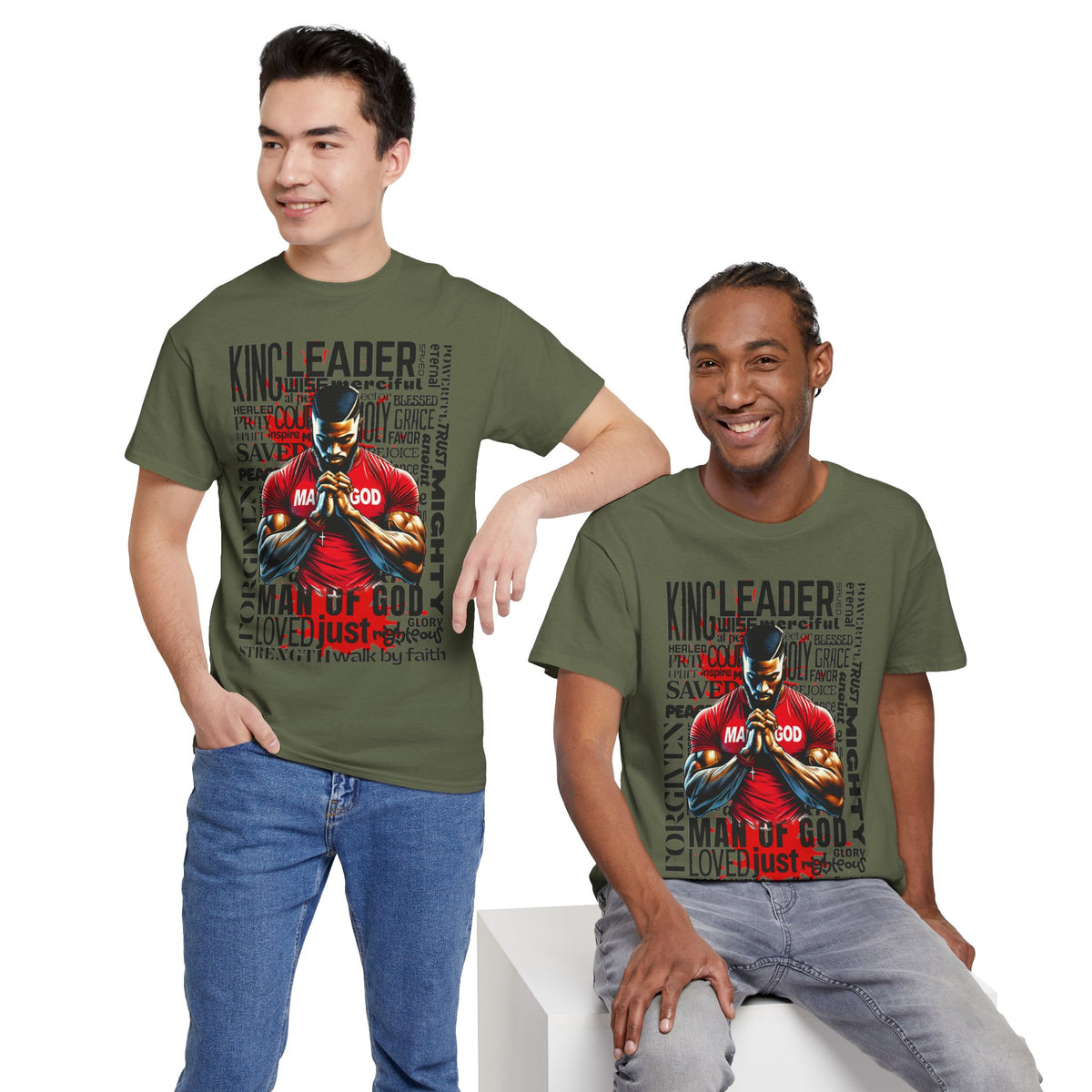 Faith-Inspired Graphic Tee — "Man of God" Prayer Design