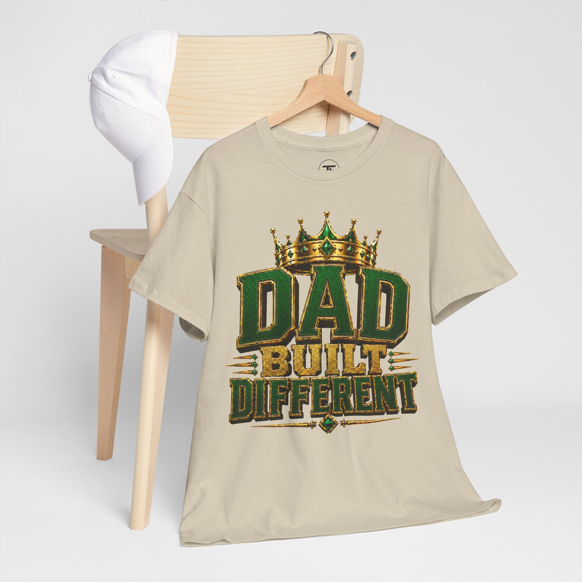 Dad Built Different king crown graphic T-shirt — alternate product mockup