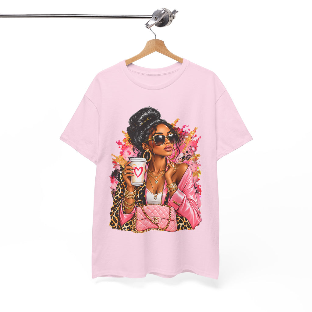Coffee & Chic Tee Stylish Woman Graphic T-Shirt product mockup