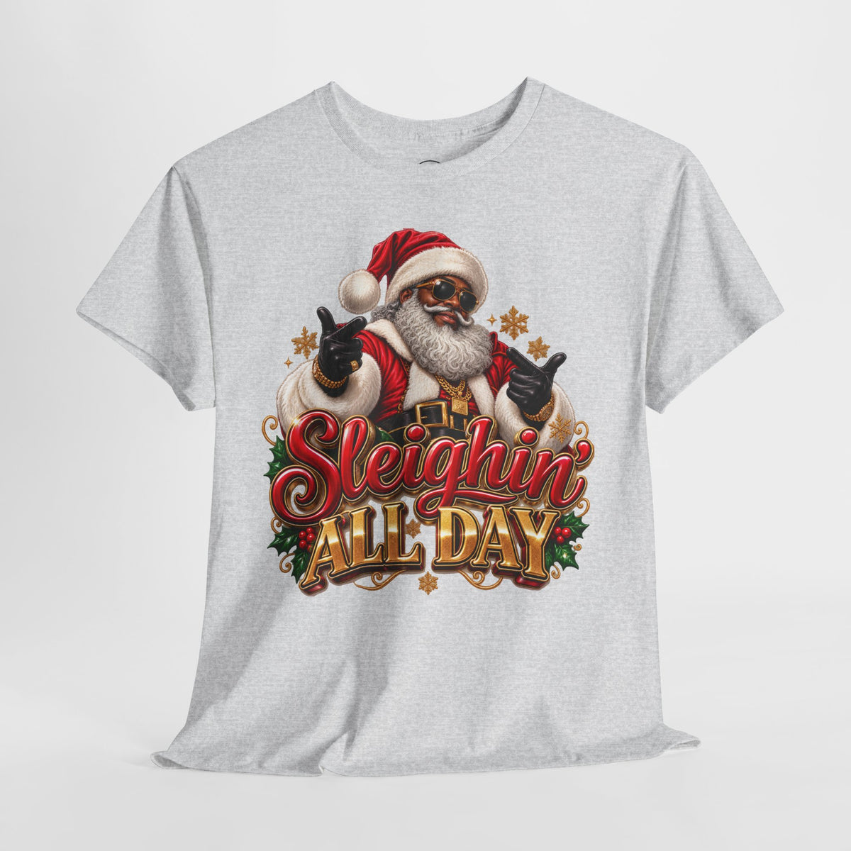 Sleighin’ All Day Santa Christmas T-Shirt | Funny Holiday Graphic Tee