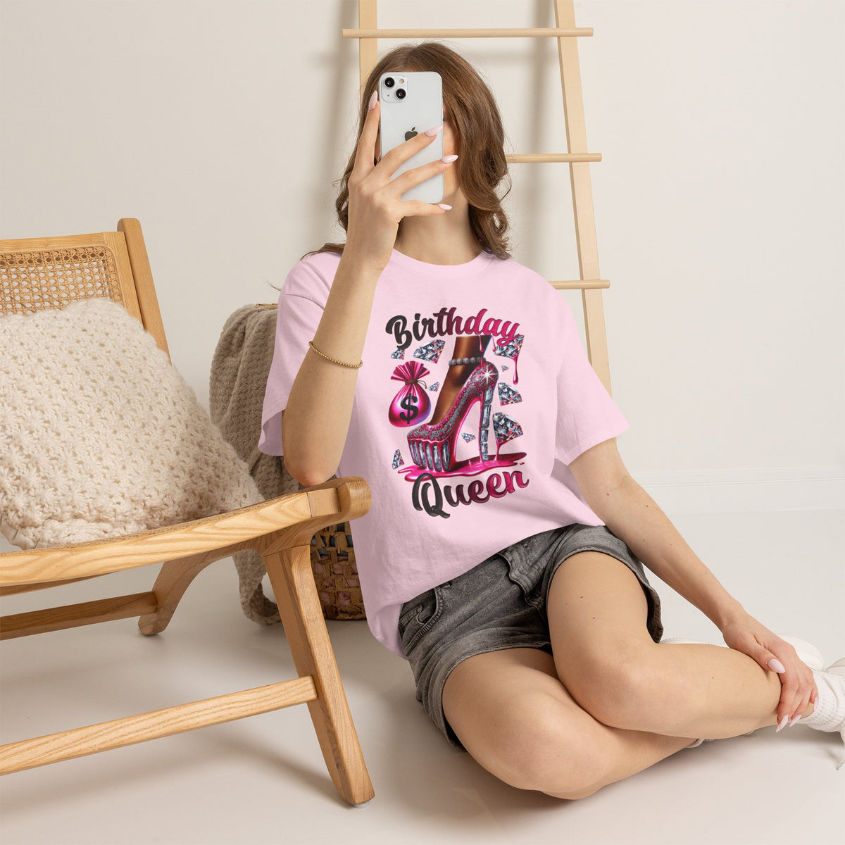 Birthday Queen T-Shirt — Pink High Heel Party Tee