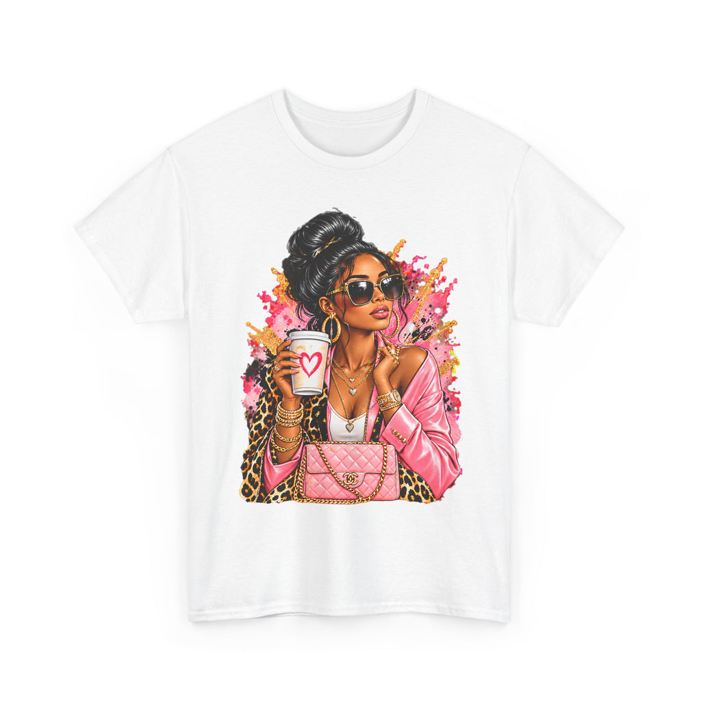 Coffee & Chic Tee Stylish Woman Graphic T-Shirt product mockup