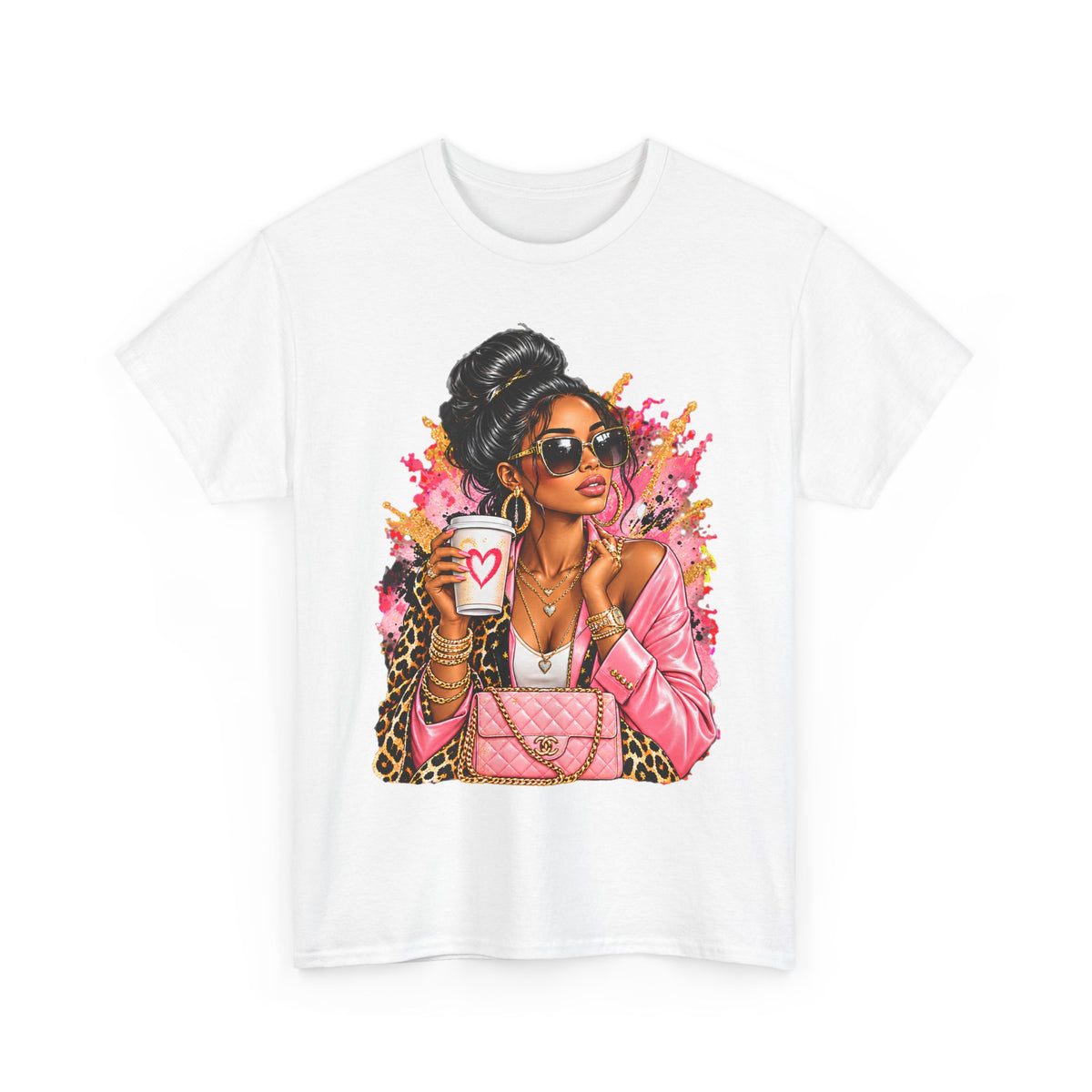 Coffee & Chic Tee Stylish Woman Graphic T-Shirt product mockup