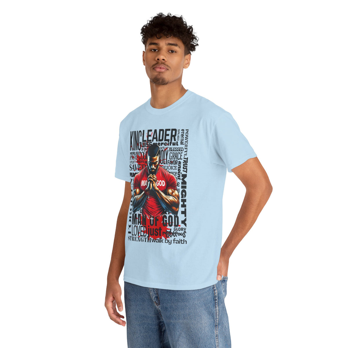 Faith-Inspired Graphic Tee — "Man of God" Prayer Design