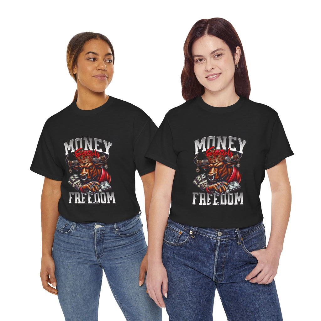 Money Over Freedom Graphic Tee — Bull with Cash Design