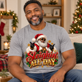 Sleighin’ All Day Santa Christmas T-Shirt | Funny Holiday Graphic Tee