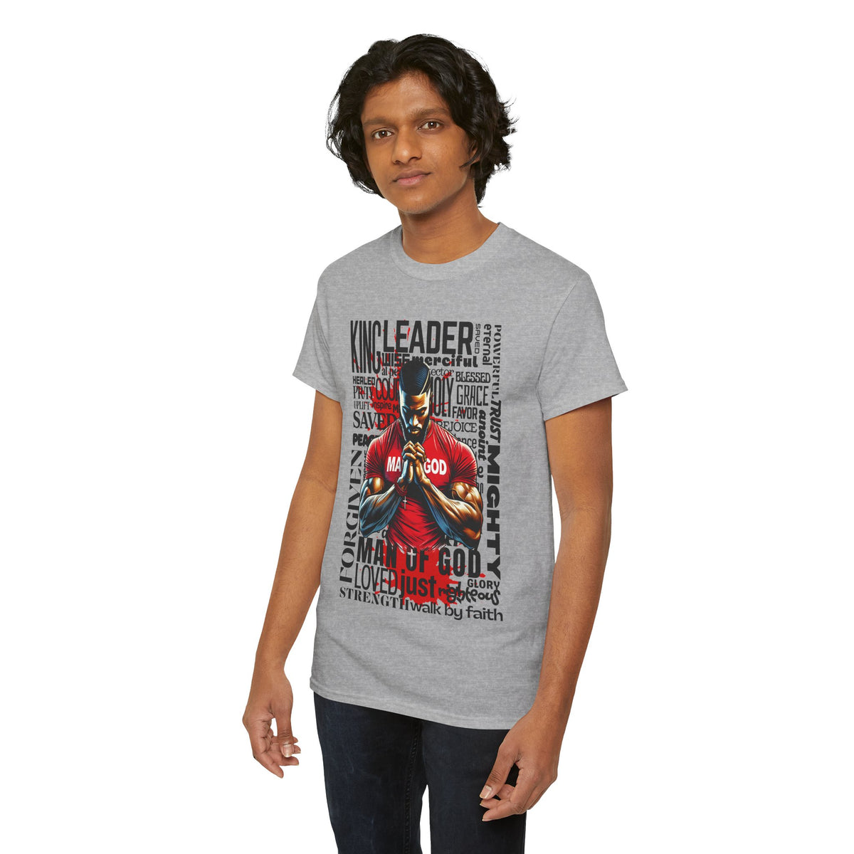 Faith-Inspired Graphic Tee — "Man of God" Prayer Design