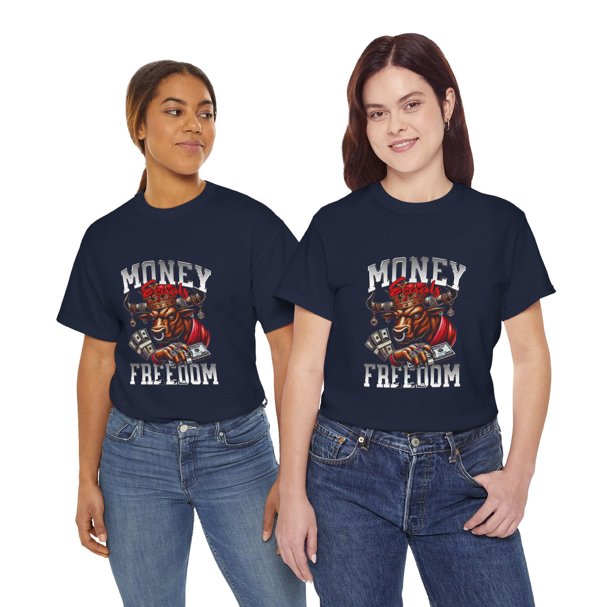 Money Over Freedom Graphic Tee — Bull with Cash Design