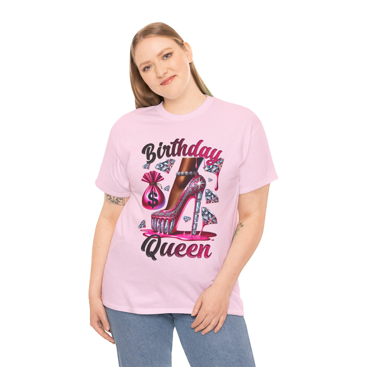 Birthday Queen T-Shirt — Pink High Heel Party Tee