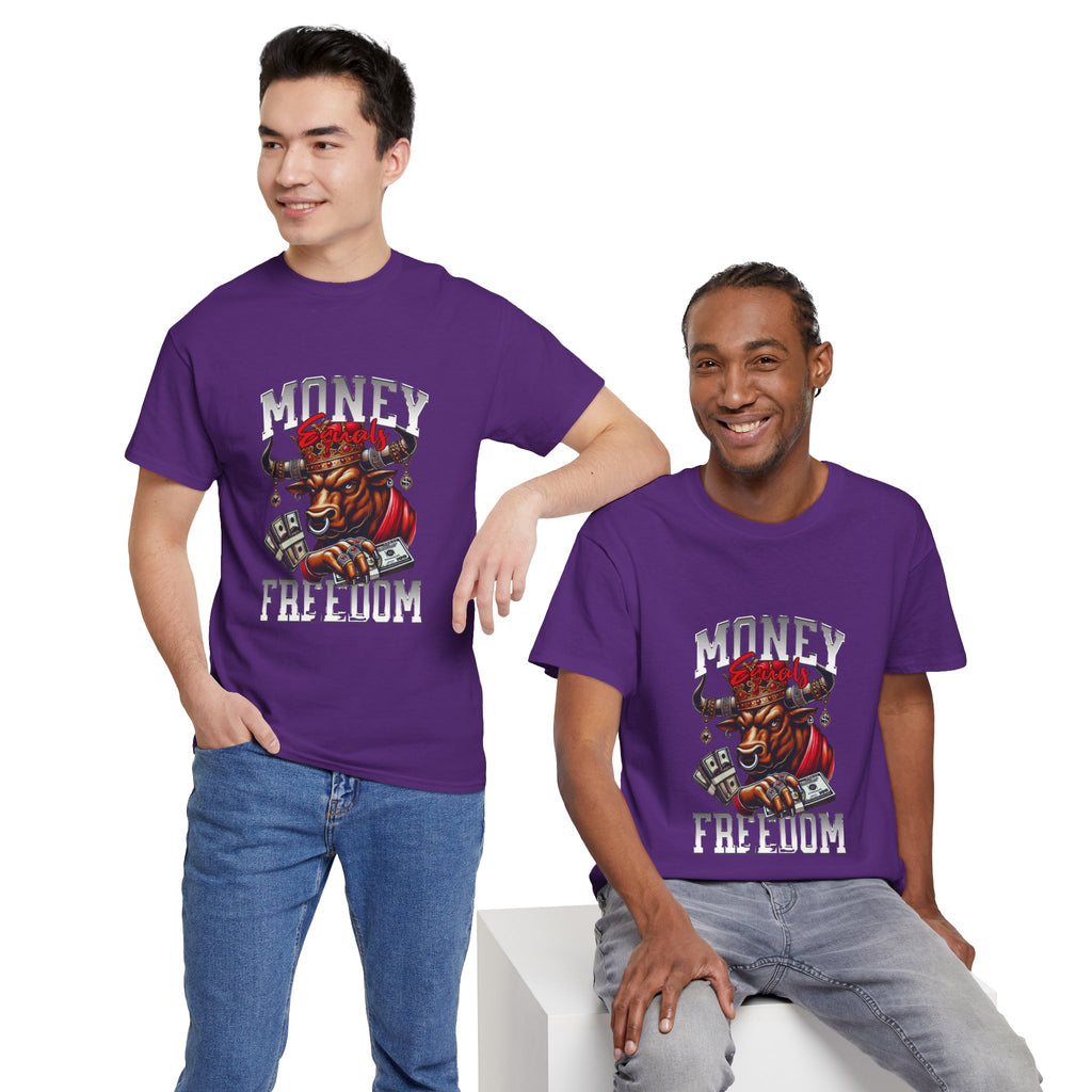 Money Over Freedom Graphic Tee — Bull with Cash Design
