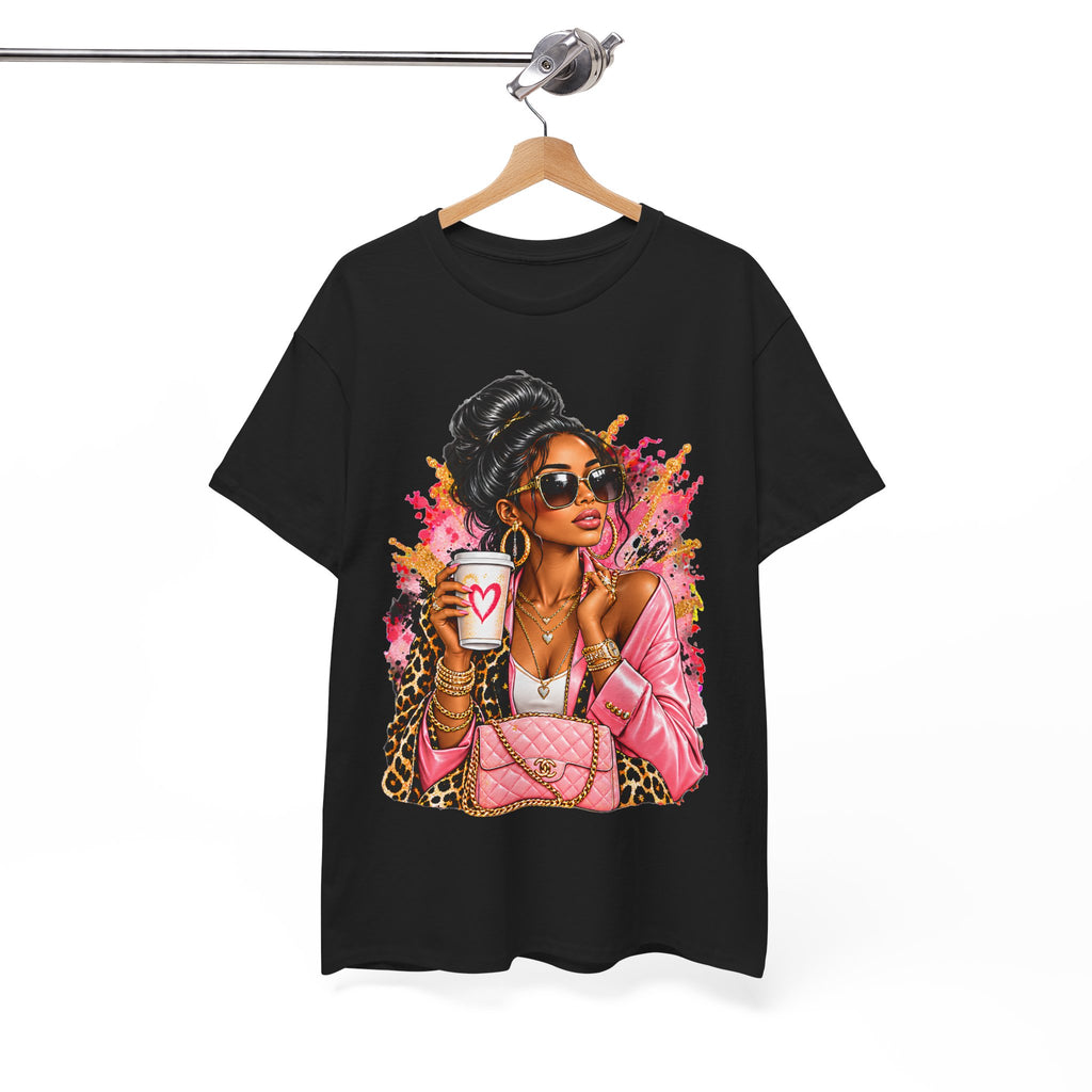 Coffee & Chic Tee Stylish Woman Graphic T-Shirt product mockup